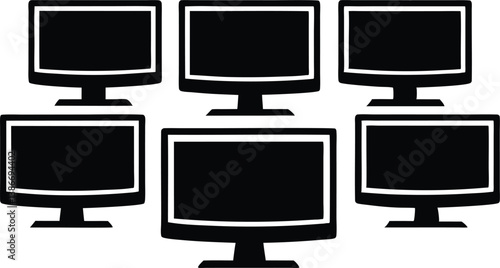 Laptop Computer Set Vector Design on White Background.