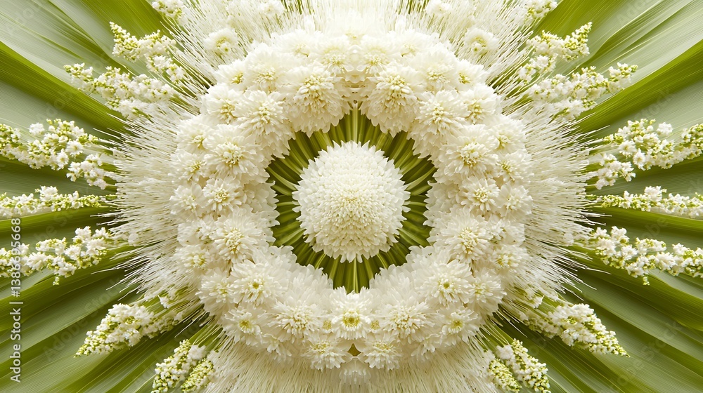 Floral Mandala on Green Background