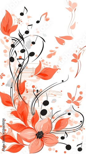 Obraz na płótnie Floral Music Design w salonie
