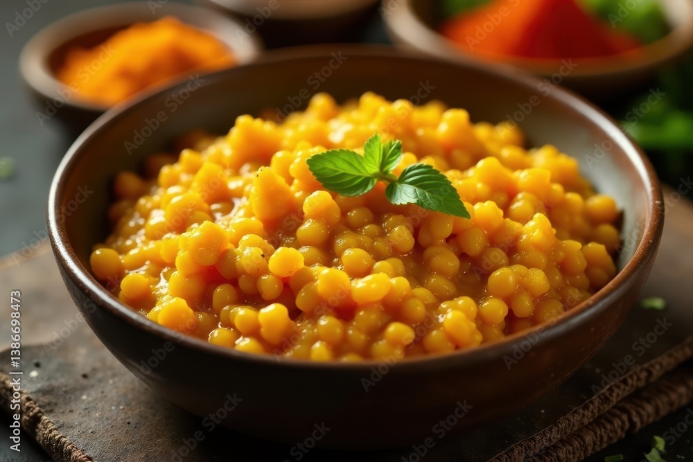 Golden brown daal made with split red lentils and a blend of warming spices, hearty stew, comfort food Golden brown daal made with split red lentils and a blend of warming spices, hearty stew, comfort food