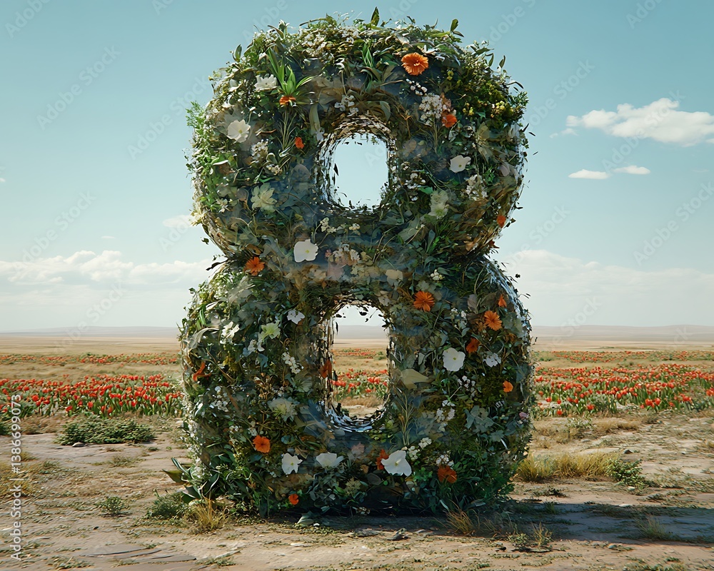 Floral Number 8 in Desert Field