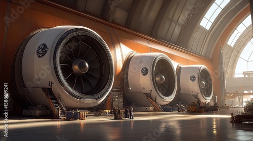 Wallpaper Mural Industrial facility innovations aircraft engine manufacturing and clean technology Torontodigital.ca