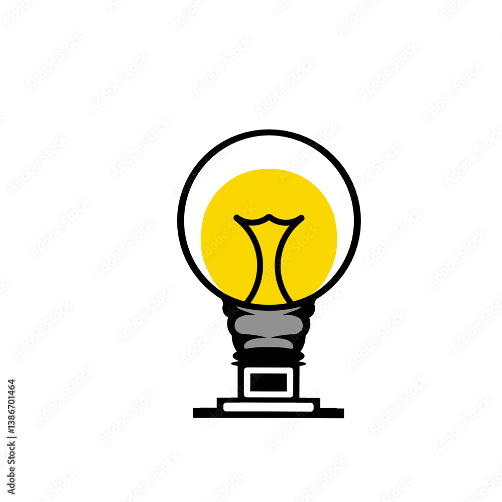 Bright yellow light bulb glowing against a plain white background, symbolizing creativity and ideas Bright yellow light bulb glowing against a plain white background, symbolizing creativity and ideas
