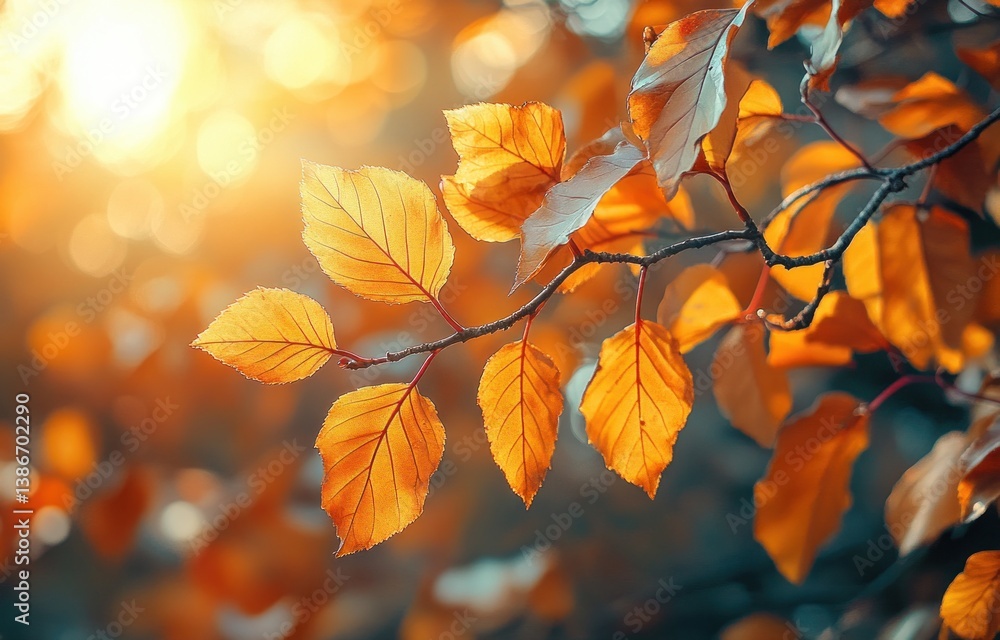 Vibrant Autumn Leaves in the Sunlight with Dreamy Bokeh in a Beautiful Fall Park Scene Vibrant Autumn Leaves in the Sunlight with Dreamy Bokeh in a Beautiful Fall Park Scene