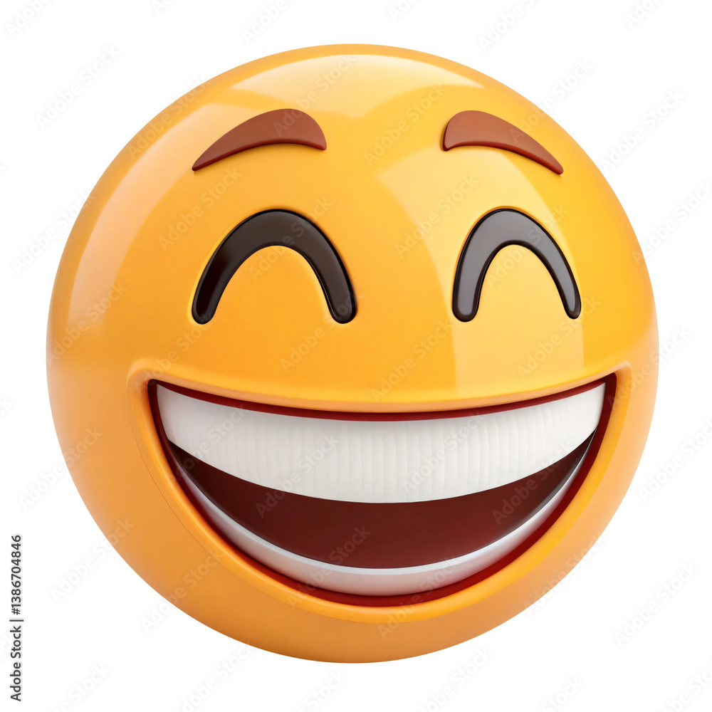 Happy Yellow Emoji with Closed Eyes and Big Cheerful Smile Happy Yellow Emoji with Closed Eyes and Big Cheerful Smile