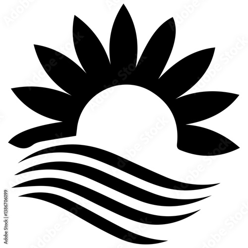 Radiant summer sun with artistic verdant wave