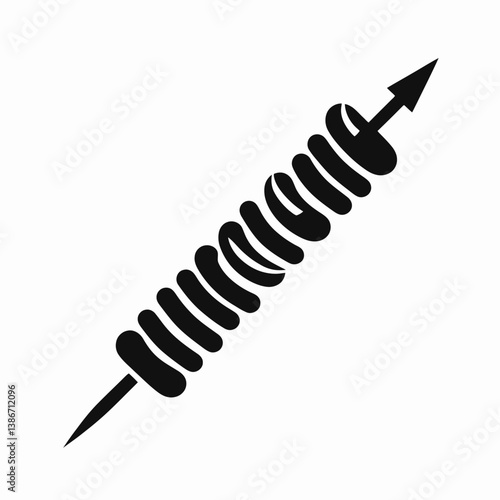 very simple flat and single minimalist Barbecue Skewer Silhouette in black on a white background
