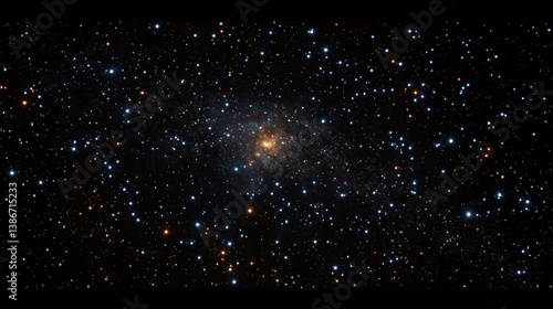 Fototapeta Naklejka Na Ścianę i Meble -  Starry Night Sky Cosmic Surrealism Vibrant Stars Black Space Abstract Technology Wallpaper