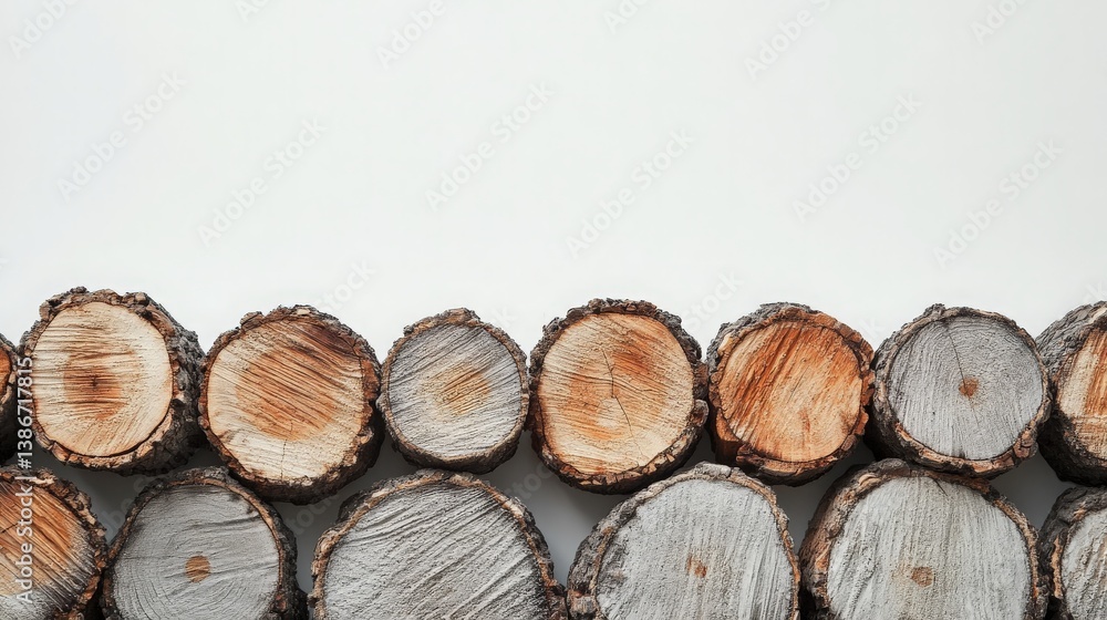 Stacked Wooden Logs Against a White Background for Rustic Decor or Firewood Use, Perfect for Home Styling or Outdoor Projects Stacked Wooden Logs Against a White Background for Rustic Decor or Firewood Use, Perfect for Home Styling or Outdoor Projects