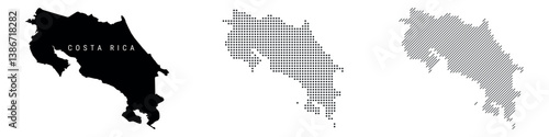 Photos Costa Rica silhouette map and two patterns of dots and slanted lines