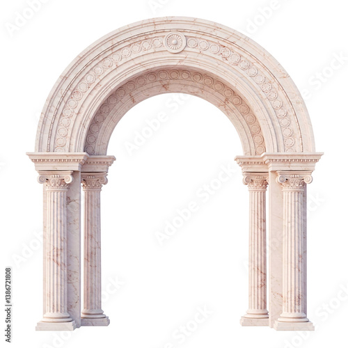 3D Render of Classical Roman Arch with Corinthian Columns – High-Resolution Image on Transparent Background