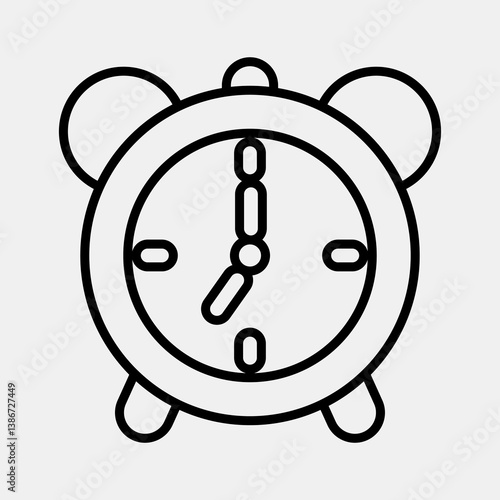 Icon alarm clock. School and education elements. Icons in line style. Good for prints, posters, logo, advertisement, infographics, etc.