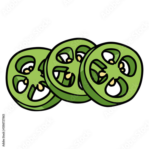 cutted green chili food nature healthy flat color vector illustration template design