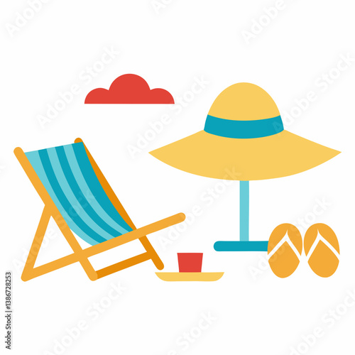 beach chair and umbrella