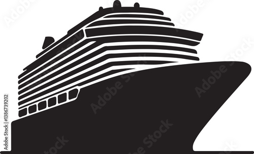 silhouette of a cruise ship vector icon or logo