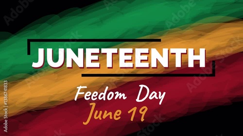 juneteenth freedom day animated banner background design 4k video footage 	
