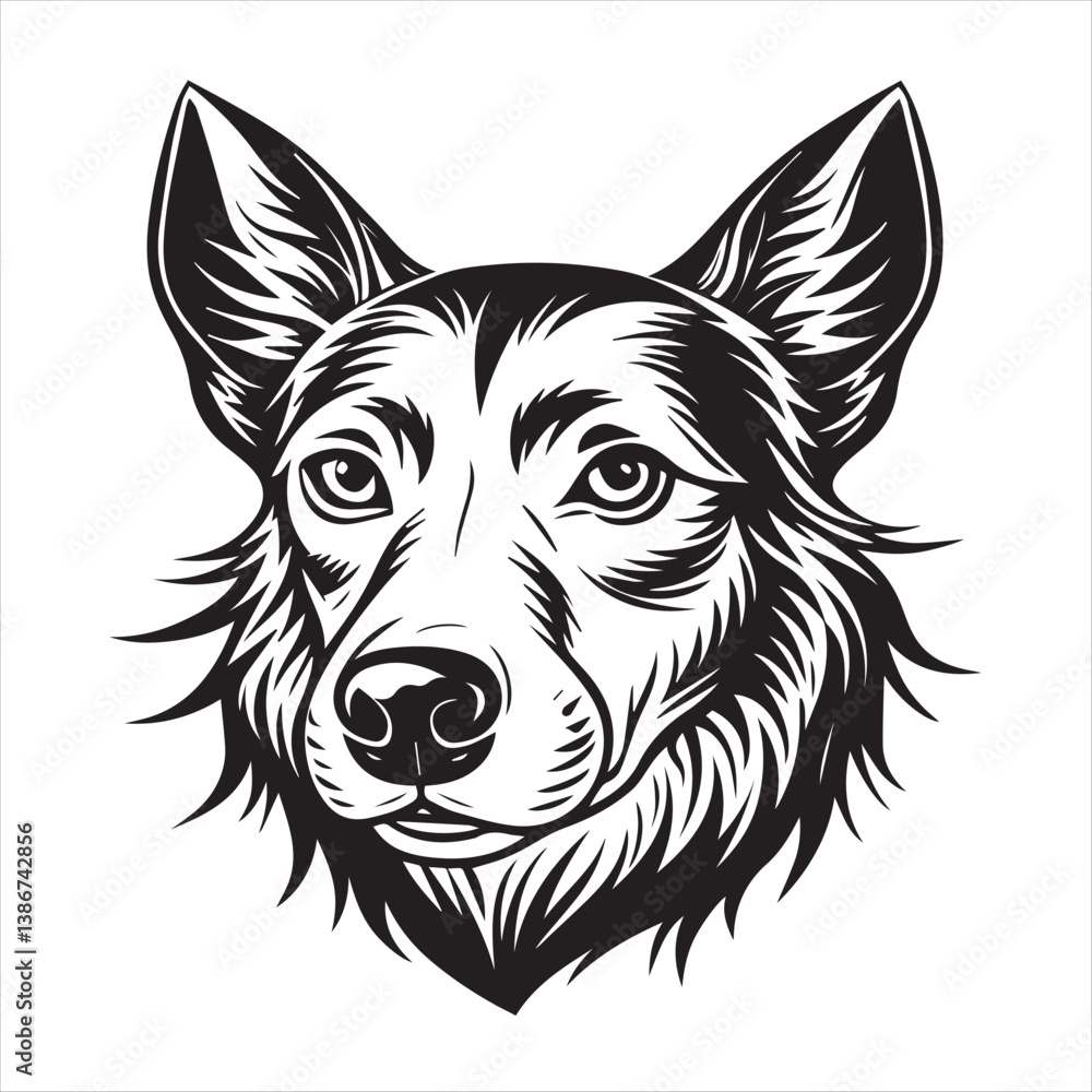 Fototapeta premium dog head silhouette vector style