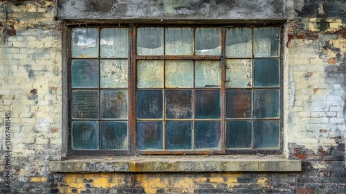 Wallpaper Mural Old window with many panes in weathered brick wall. Torontodigital.ca
