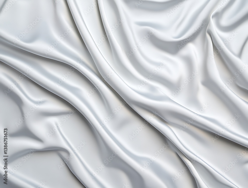 Obraz premium Elegant White Satin Fabric Background with Soft Draped Texture