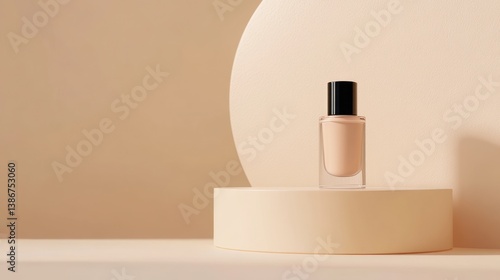 Beige Nail Polish Bottle on Minimalist Display