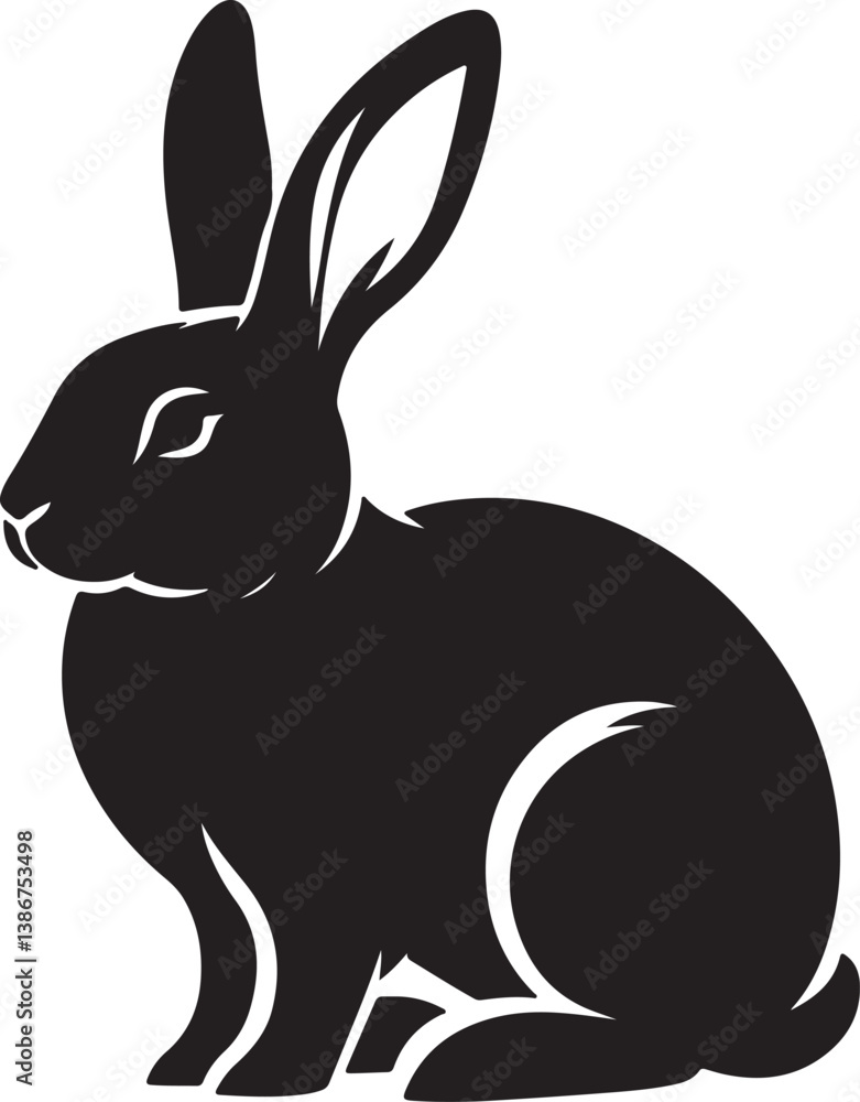 Obraz premium Rabbit black silhouette vector
