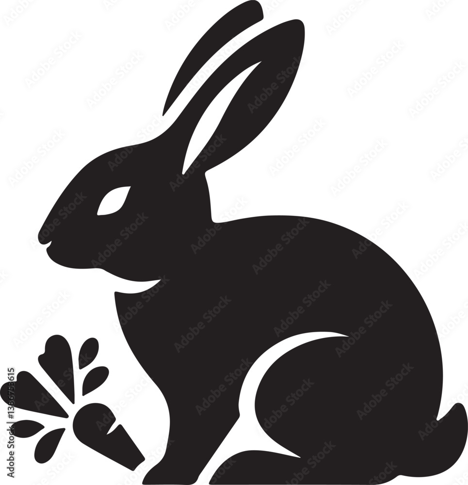Naklejka premium Rabbit black silhouette vector