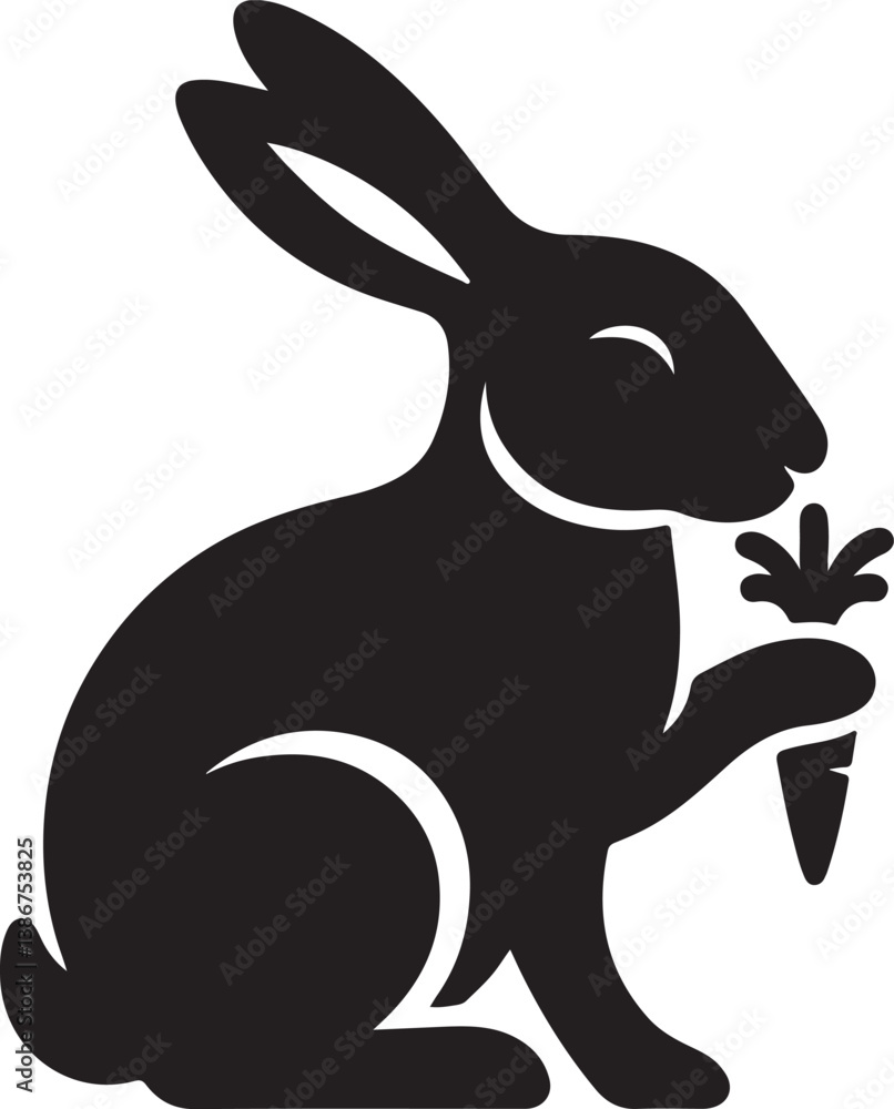 Obraz premium Rabbit black silhouette vector