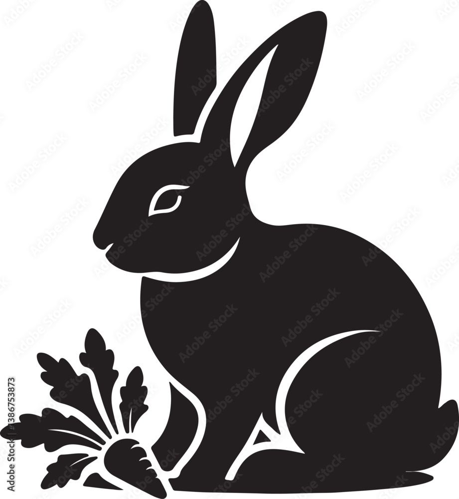 Obraz premium Rabbit black silhouette vector