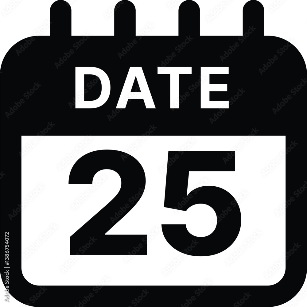 Date 25 calendar icon design vector illustration
