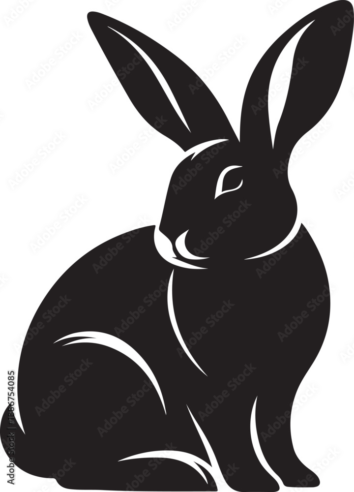 Obraz premium Rabbit black silhouette vector