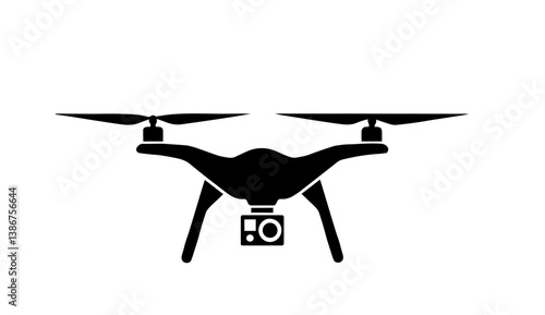 Quadcopter Drone with Four Propellers and a Camera for Aerial Photography, Representing the Concept of UAV Technology and Remote Surveillance.


