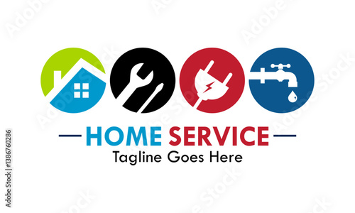 Home service or home repair logo template illustration