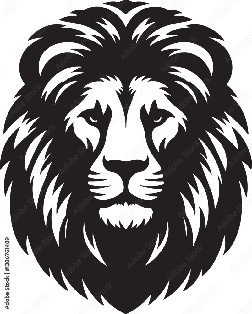 Obraz premium Lion head black silhouette vector