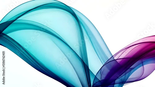 Colorful flowing waves of translucent fabric creating a dynamic abstract background