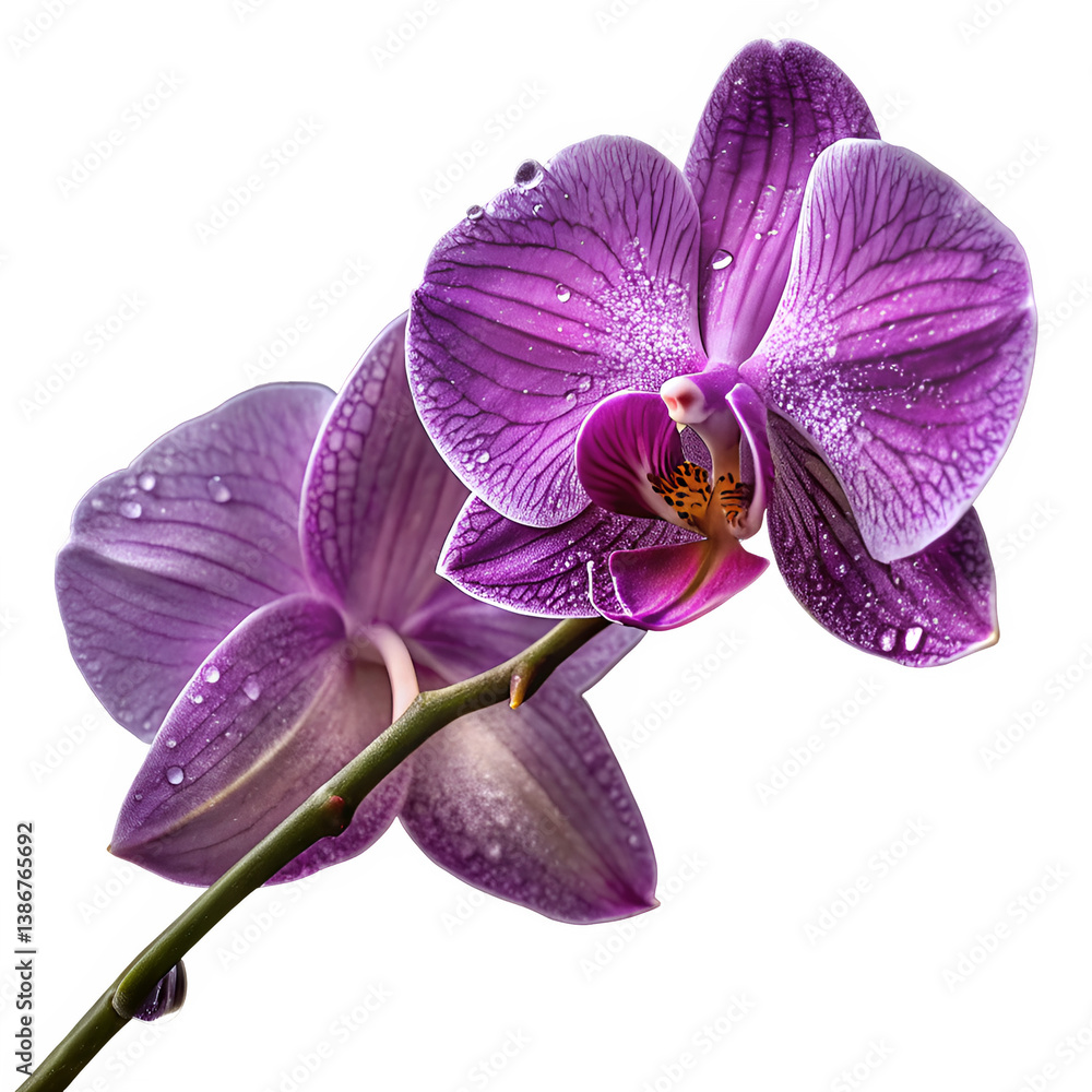 Fototapeta premium A stunning close-up of a purple orchid with velvety petals, showcasing its intricate beauty and vibrant hues.