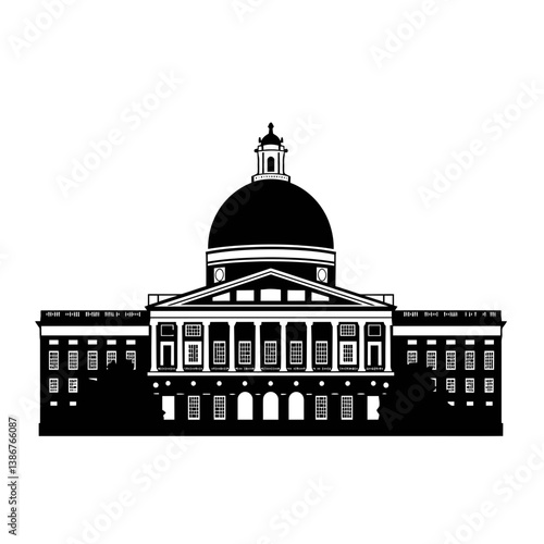 State Capitol Building Silhouette - Vector Illustration