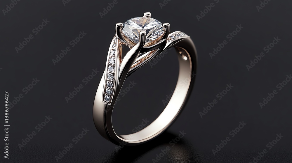 Art Nouveaustyle engagement ring with flowing lines and sapphire accents Art Nouveaustyle engagement ring with flowing lines and sapphire accents