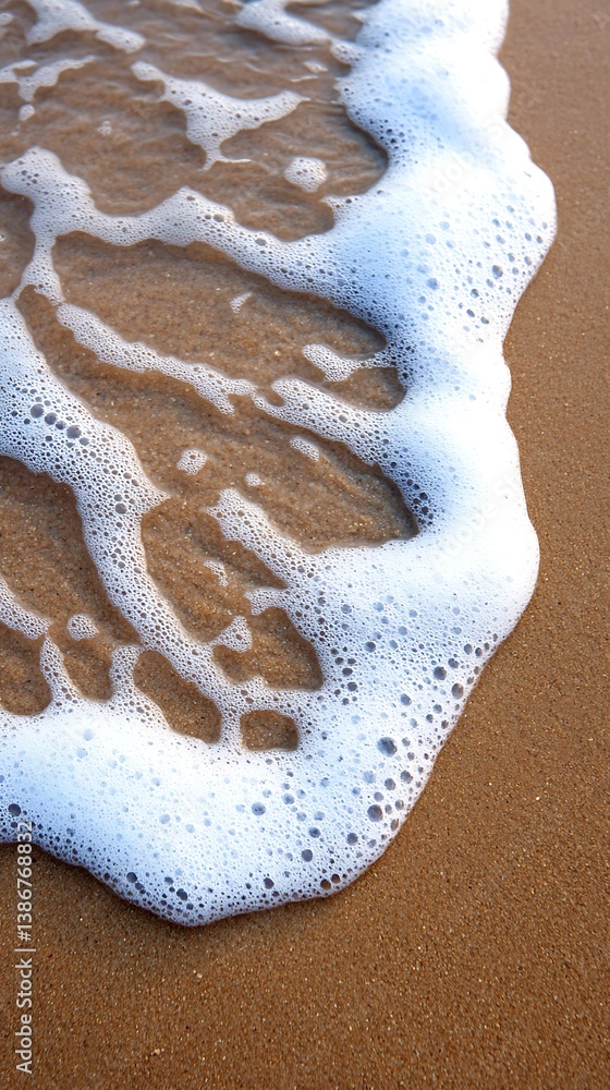 Foamy wave on sandy beach
