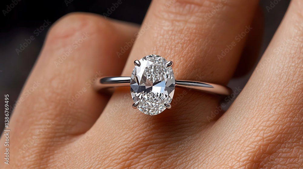 Oval solitaire engagement ring with subtle platinum prongs on a smooth stone