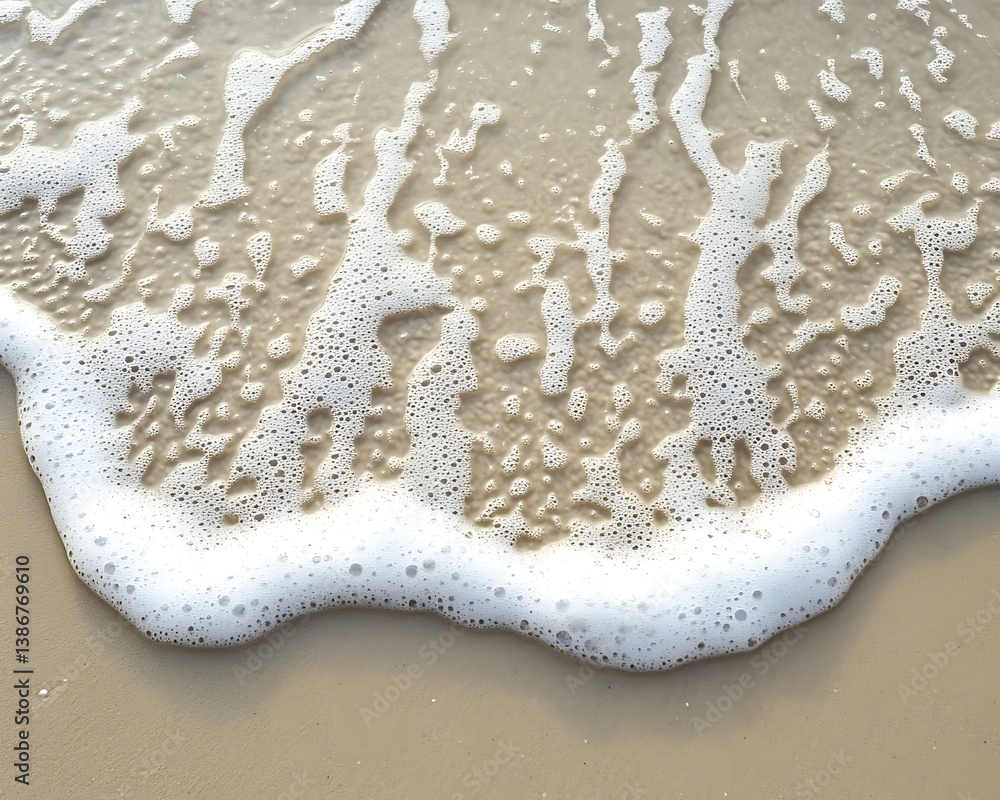 Foamy waves on sandy beach