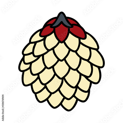Hop Cone vector Brewing, Beer, Pale Yellow, Red, Scales, Cones