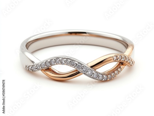 Obraz na płótnie Platinum and rose gold infinity band with delicate diamond accents w salonie