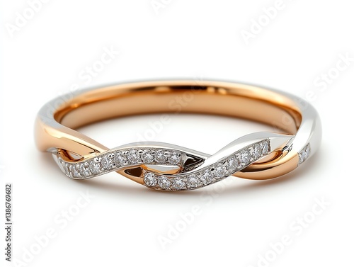 Obraz na płótnie Platinum and rose gold infinity band with delicate diamond accents w salonie