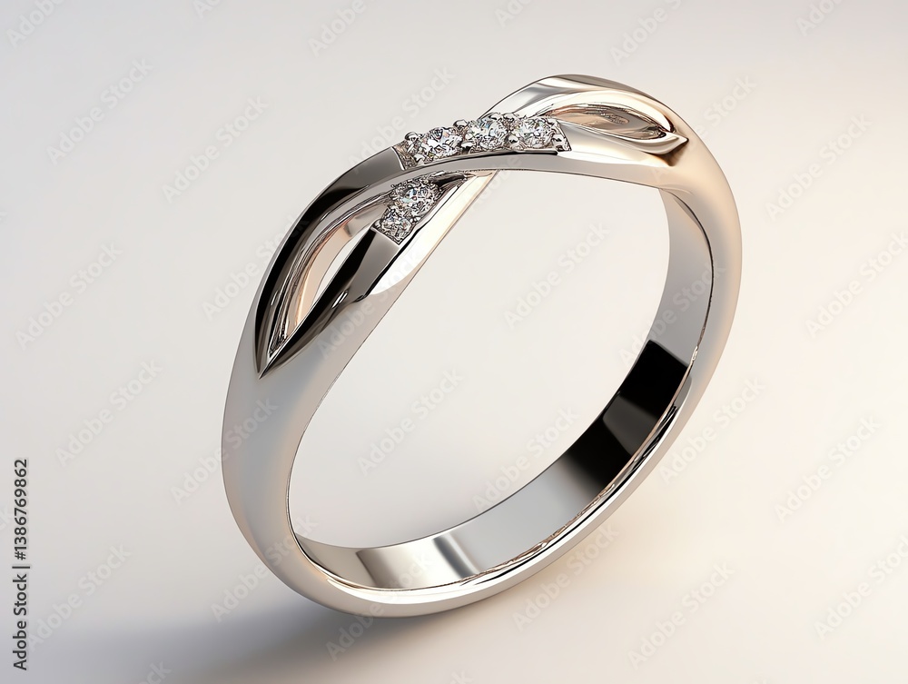 Platinum infinity ring with small embedded diamonds, displayed in a clean, modern setting