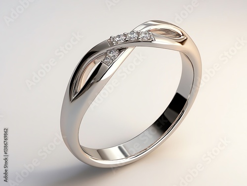 Obraz na płótnie Platinum infinity ring with small embedded diamonds, displayed in a clean, modern setting w salonie