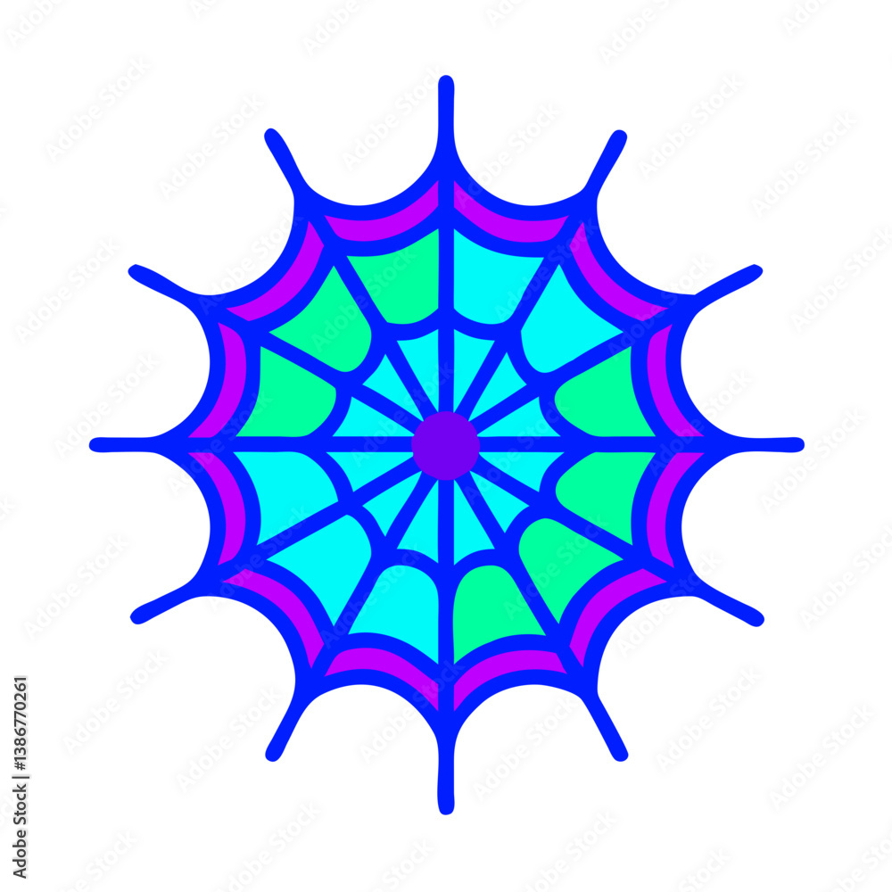 Vibrant Colorful Spiderweb Design, Circular Pattern, Geometric Art Vibrant Colorful Spiderweb Design, Circular Pattern, Geometric Art
