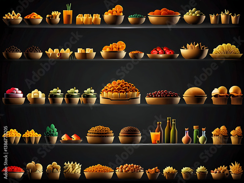 Obraz na płótnie some testy food on black background 
