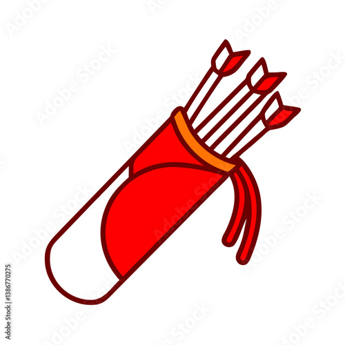 Red Archery Quiver Vector With Arrows Isolated On white Background