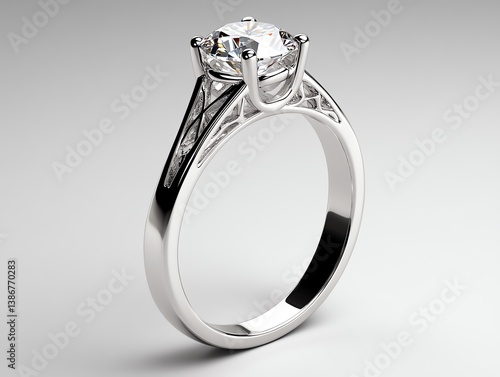 Obraz na płótnie Platinum solitaire ring with intricate hidden detailing w salonie