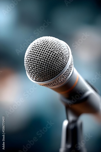 Close-up of a professional microphone ready for performance